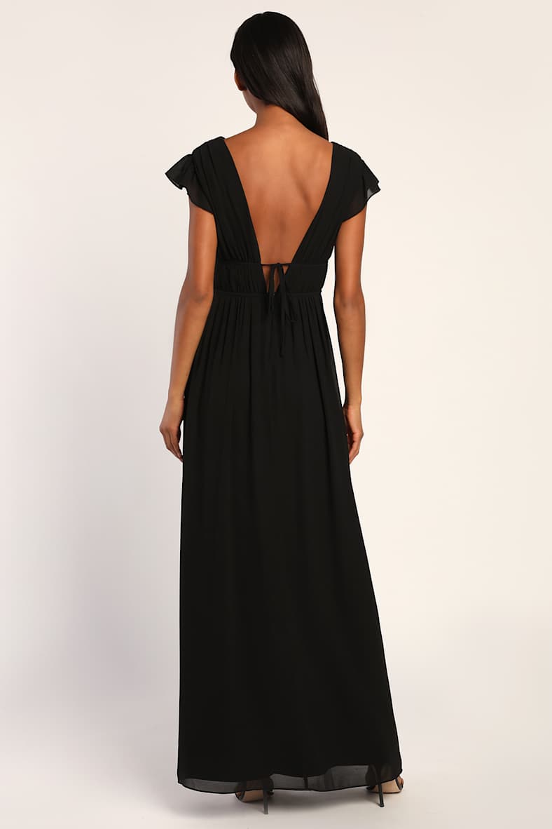 I'm All Yours Black Ruffled Maxi Dress