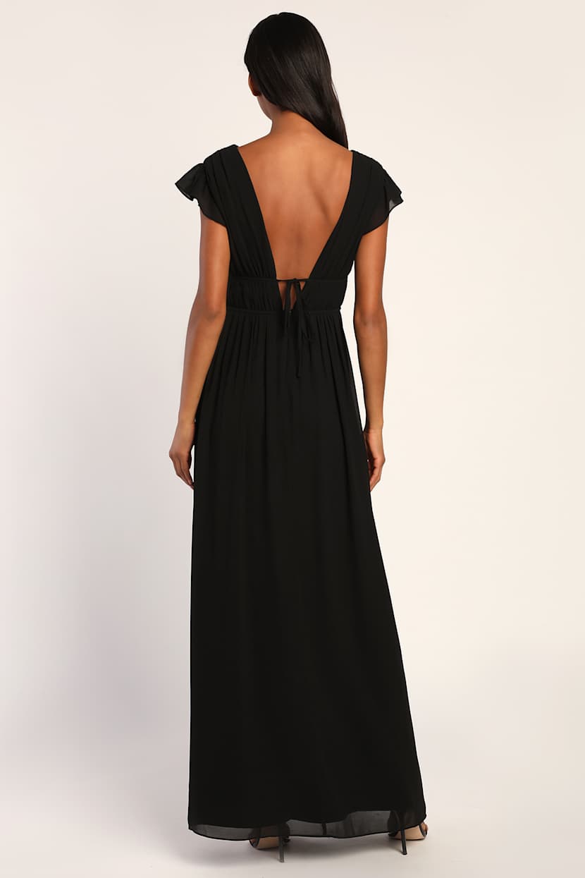princess polly baby blue dress Boho Black Maxi Dress - Chiffon Maxi Dress - Ruffled Maxi