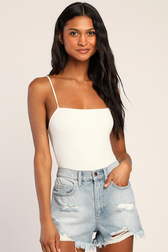 Stay Cool Light Wash Distressed High-Rise Jean Shorts 1