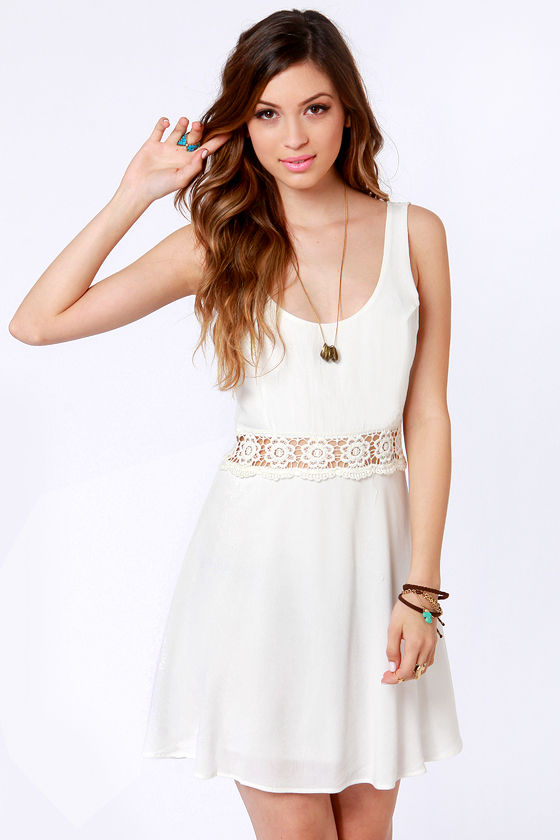 Pretty Ivory Dress - Lace Dress - Tank Dress - $45.50 - Lulus