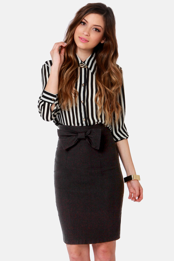 Cute Black Skirt Pencil Skirt Bow Skirt 34.00 Lulus