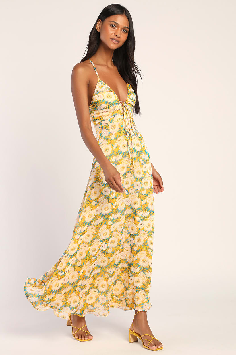 yellow floral dress maxi