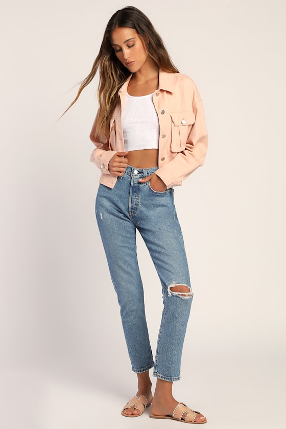 Out to Impress Blush Pink Twill Jacket 3