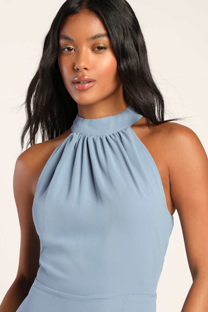 Slate Blue Maxi Dress - Halter Maxi Dress - Light Blue Maxi Dress - Lulus