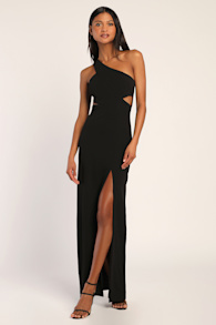 Show-Stopping Style Black One-Shoulder Cutout Maxi Dress 2