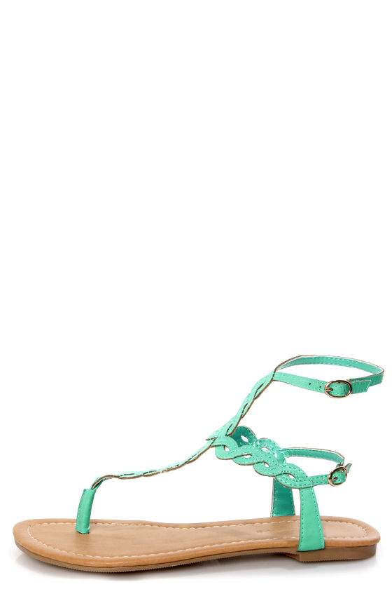 Subrina 32 Mint Braided Ankle Strap Thong Sandals - $26.00 - Lulus