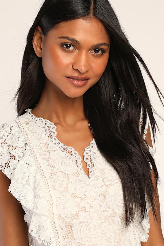 White Lace Top - Lace 2-Piece Set - Ruffled Top - Women's Tops - Lulus
