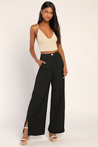 Jet Stream Black High Waisted Wide Leg Pants 1