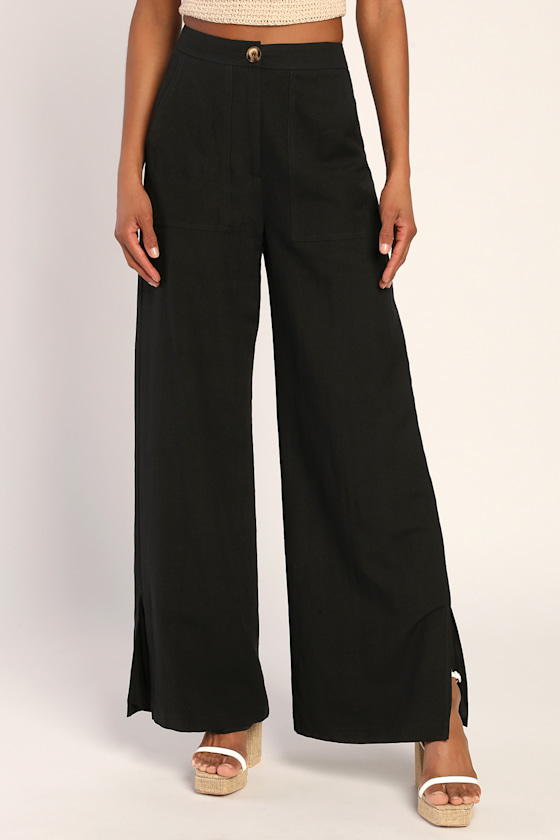 Jet Stream Black High-Waisted Wide-Leg Pants