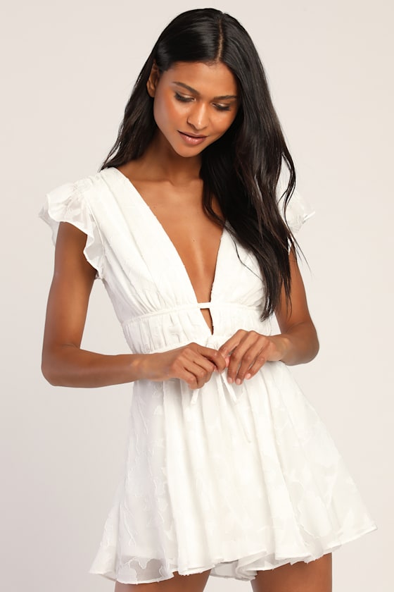 All About The Flowers White Burnout Floral Ruffled Romper 2