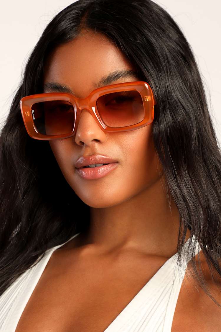 OTRA Chelsea Honey - Square Sunglasses - Orange Sunglasses 