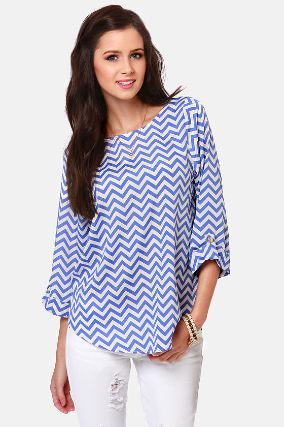 plus size blue and white striped top