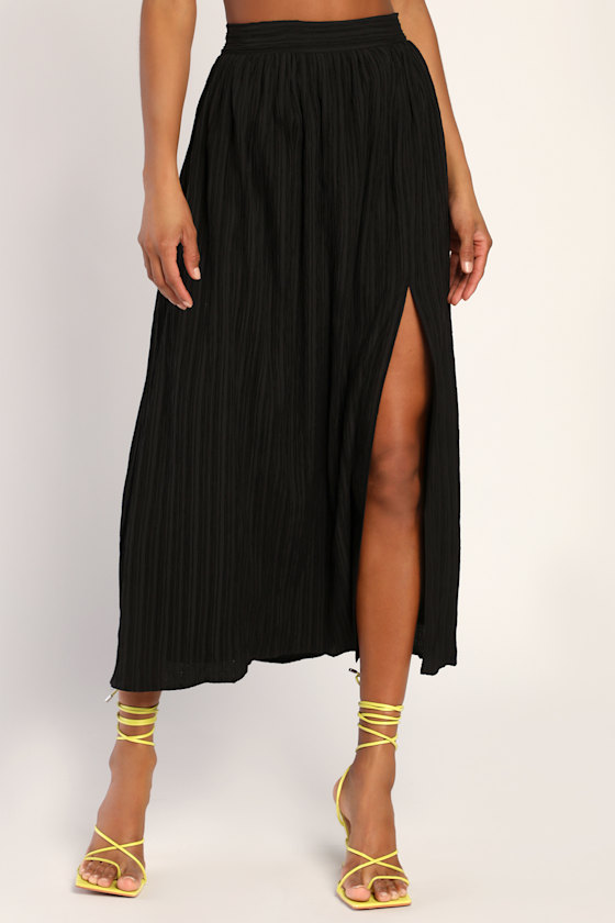 Black Skirt - Maxi Skirt - Mid-Rise Skirt - High Waist Skirt - Lulus