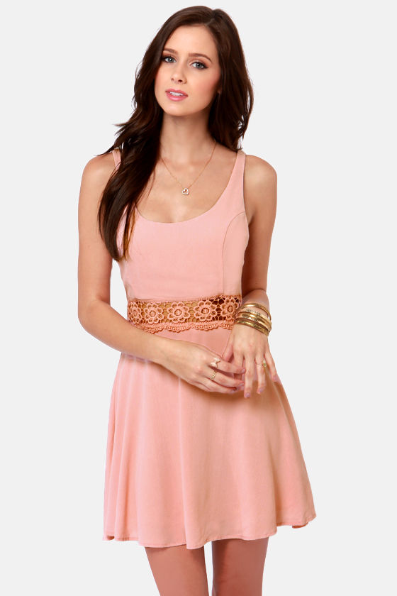 Pretty Blush Pink Dress Lace Dress Tank Dress 45.50 Lulus