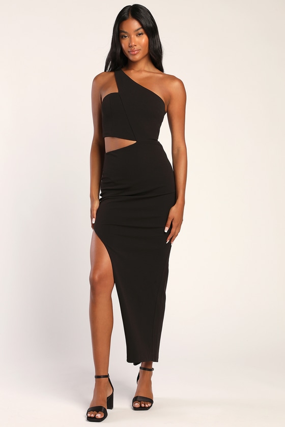 Black Dress - Cutout Maxi Dress - One-Shoulder Maxi Dress - Lulus