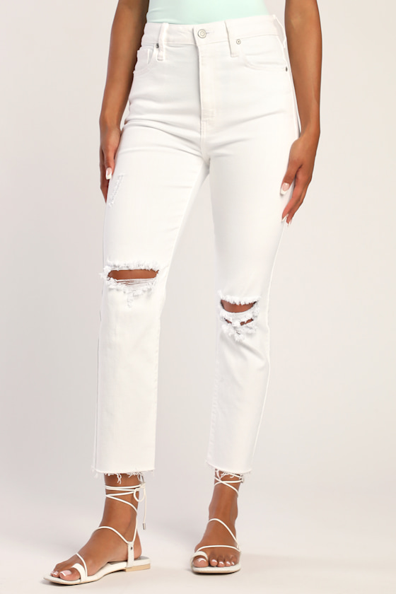 Eunina Ally - White Jeans - High Rise Jeans - Cropped Jeans
