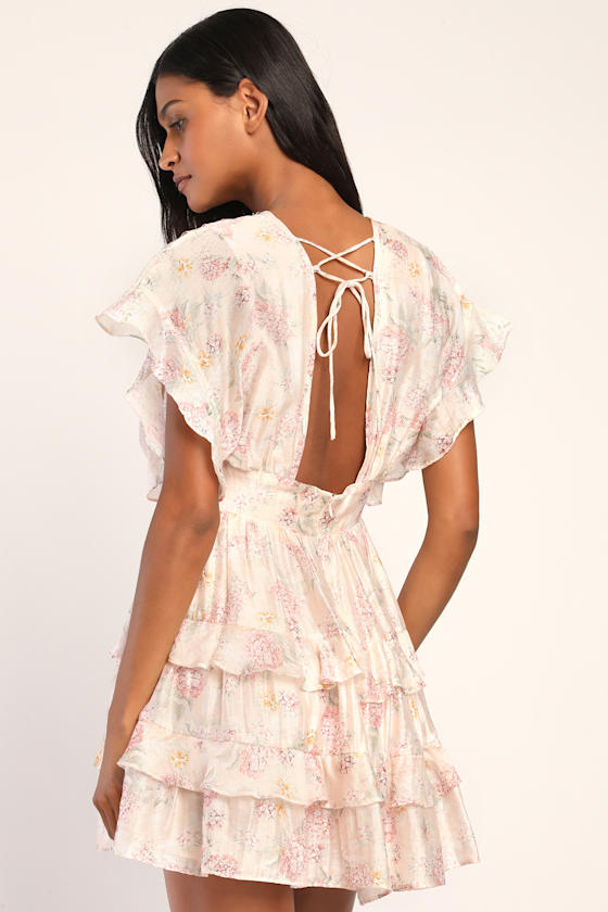 Easily in Love Blush Pink Floral Print Ruffled Tiered Mini Dress 5