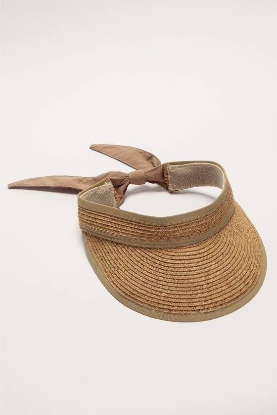 Island State of Mind Beige Straw Back-Bow Visor 2