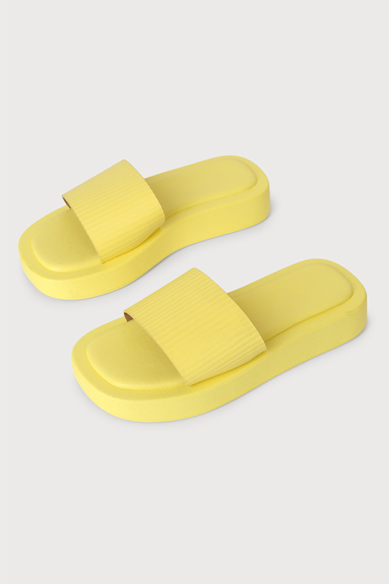 Yellow Platform Slides Slide Sandals Platform Slides Lulus