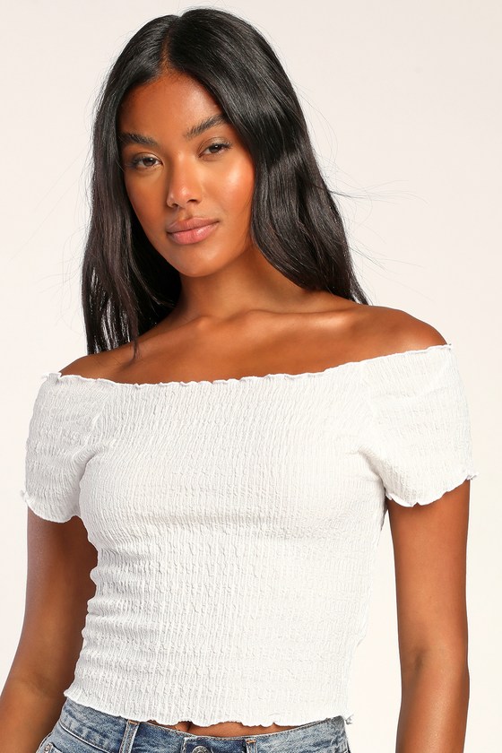 Vero Moda Nynne Top - White Top - Short Sleeve Top - Smocked