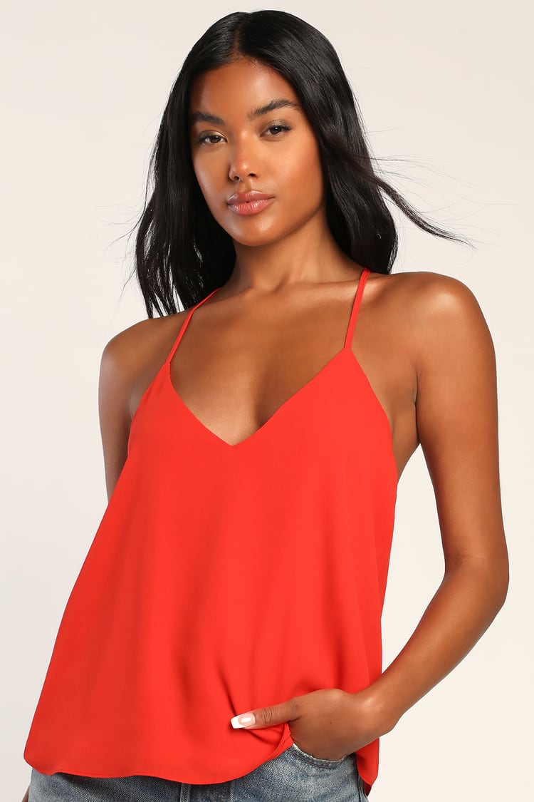 Lover fordrejer kort Red Tank Top - Chiffon Cami Top - T-Back Cami Top - Women's Top - Lulus