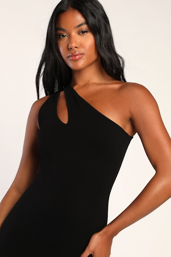 Angles for Days Black Cutout One-Shoulder Bodycon Midi Dress 3