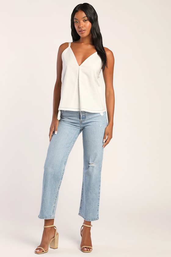 Dots for Days White Swiss Dot Tie-Back Cutout Tank Top 3