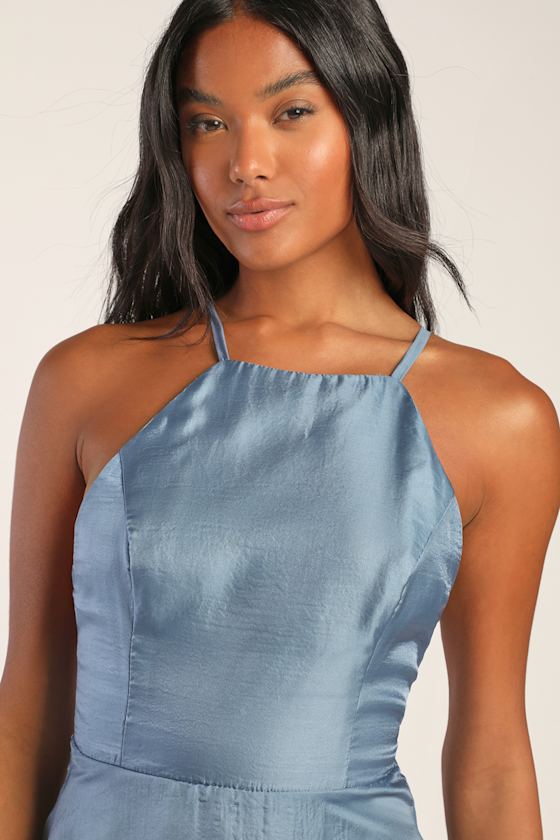 Truly For You Slate Blue Backless Maxi Dress 3