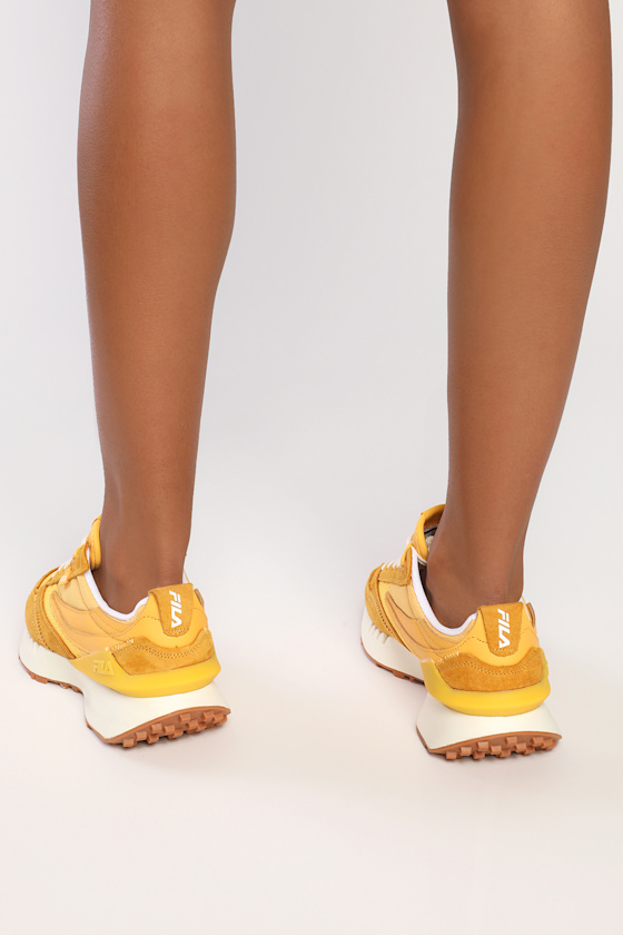 yellow mesh sneakers