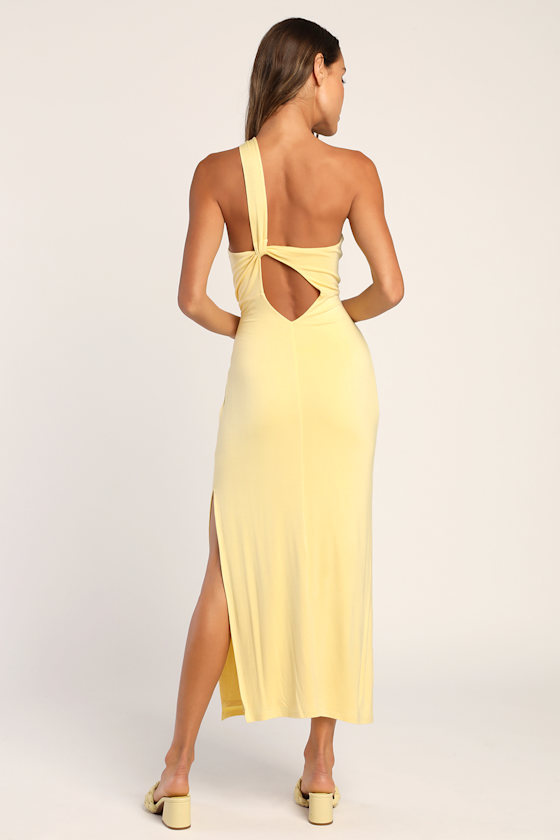 The Real Thing Light Yellow Asymmetrical One-Shoulder Maxi Dress 3