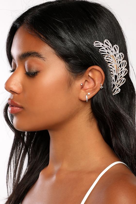 Leaves of Love Gold Rhinestone Hair Comb 1