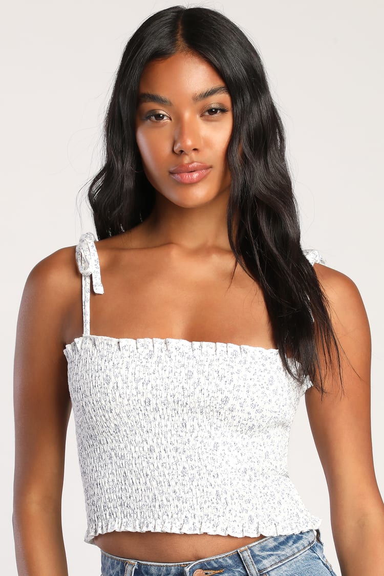 Smocked ultra-cropped cami