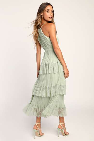 maxi emerald green satin dress Garden Pleats Column Dress Emerald / M main image 1