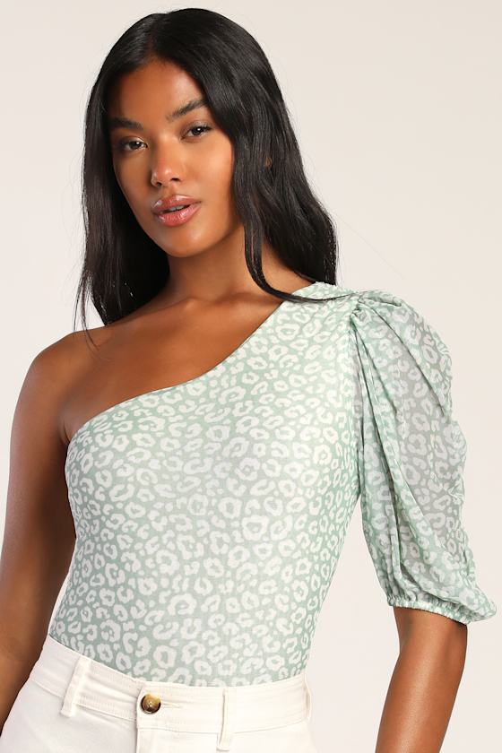 Green Leopard Print Bodysuit With Gloves