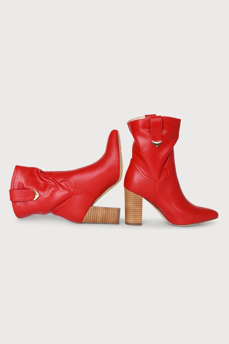 Red Boots - Ankle Booties - Pointed-Toe Boots - Platform Boots - Lulus