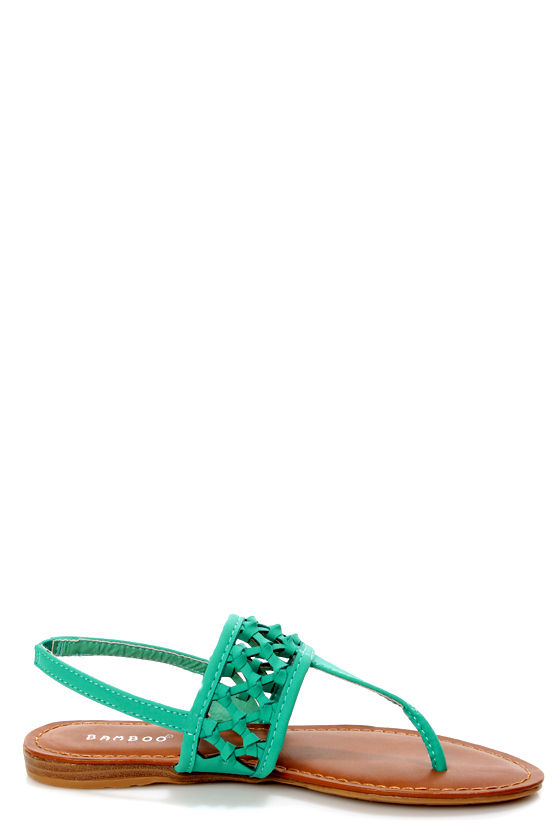 Bamboo Morning 74 Sea Green Knotted Thong Sandals - $22.00