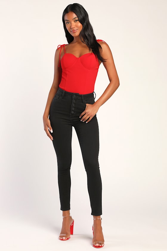 Red Back Tie Bodysuit