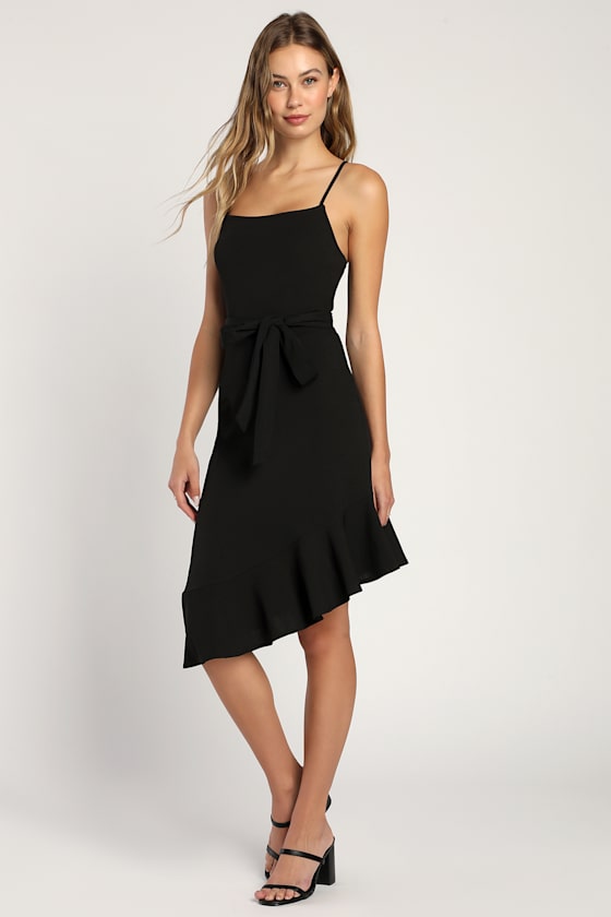 asymmetrical satin dress with fringes Satin Asymmetric Fringe Hem Maxi Dress