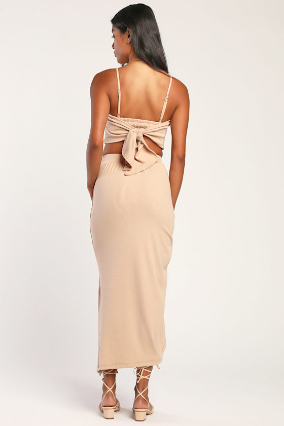 Two-Piece Dress - Ribbed Knit Dress - Lulus