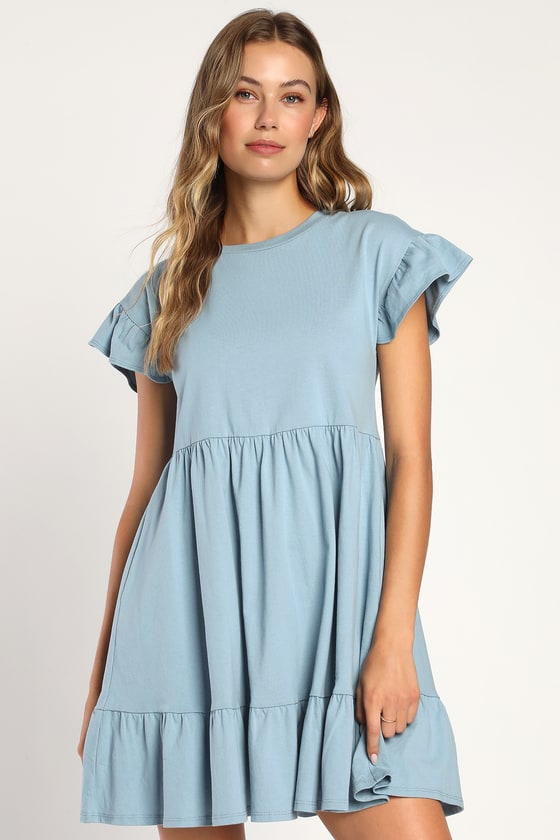 Blue Babydoll Dress - Tiered Babydoll Dress - Blue Mini Dress - Lulus