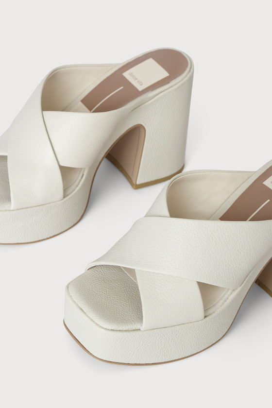 Wonder Ivory Leather Platform Slide Sandals 2