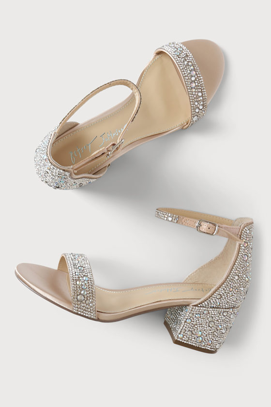 SB-Mari Champagne Rhinestone Ankle Strap Sandals 4