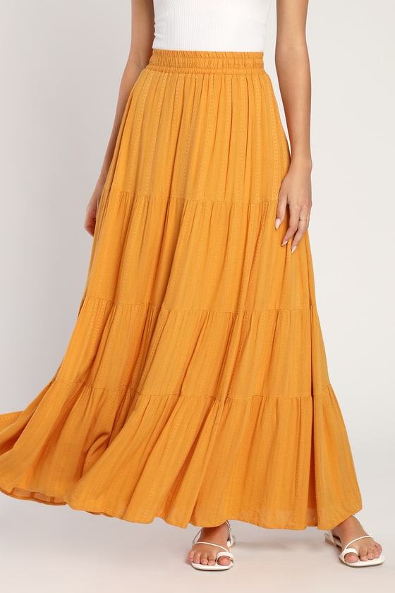 Buy Orange Floral Block Print Cotton Maxi Skirt Online at SeamsFriendly