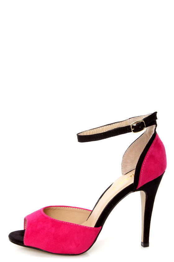 fuchsia open toe heels