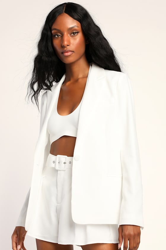 Suit and Score Ivory Double-Breasted Blazer Top 1