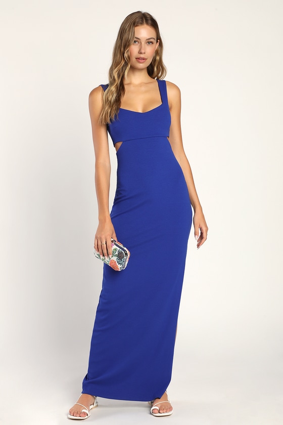 Royal Blue Maxi Dress - Ribbed Knit Maxi Dress - Cutout Dress - Lulus