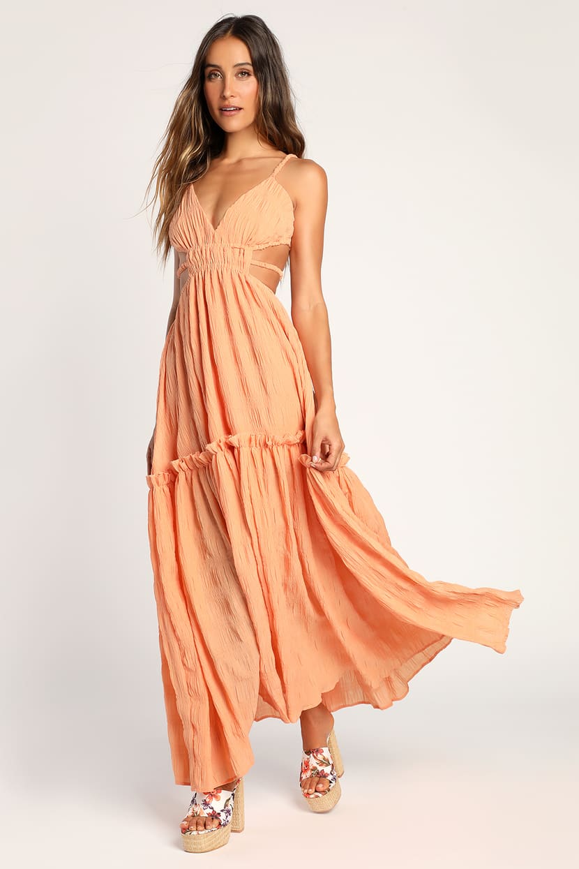 Orange Backless Tiered Maxi Dress Orange Backless Tiered Maxi Dress