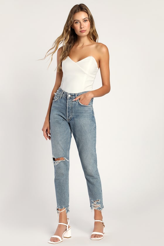 Social Sweetie White Strapless Bodysuit 2