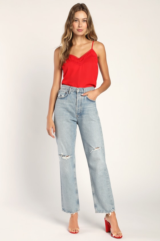 Red Cami Top - Lace Tank Top - Lacy Camisole Top - Lace Cami Red Cami Top - Lace Tank Top - Lacy Camisole Top - Lace Cami
