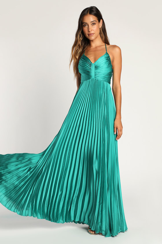 Green Pleated Maxi - A Day In The Lalz